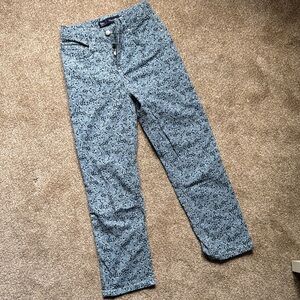 Boden Flora Print Blue and Black Jeans